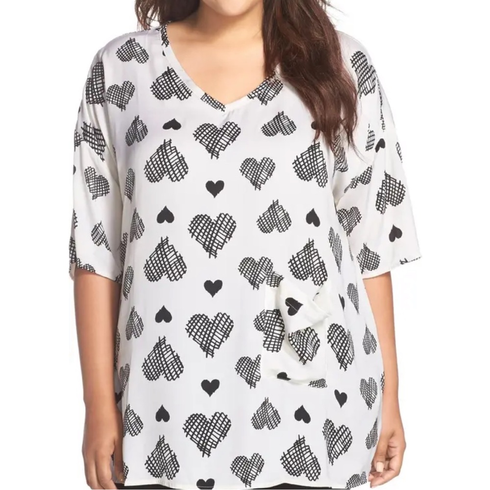 Melissa McCarthy Seven7 One Pocket Heart Print Top